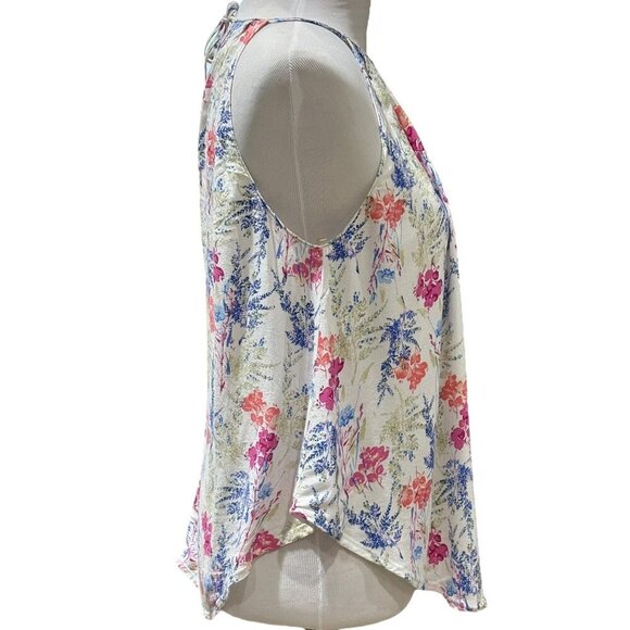 Lush Floral Halter Top, Keyhole Opening in Front, Tie Back Closure Size Small - Picture 6 of 12